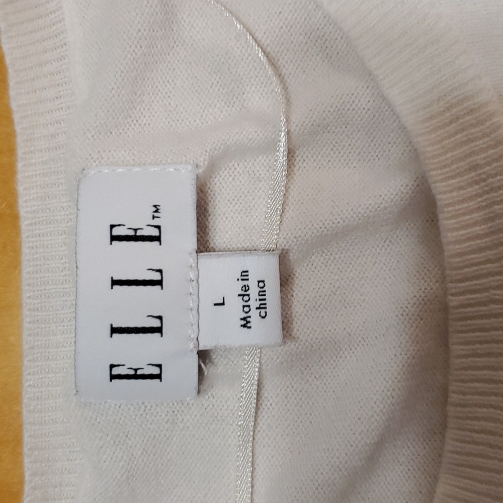 🖤🙌 HP 🙌🖤Elle Lace Embellished Crew Sweater, Lg cream color w/ black lace; - Picture 6 of 9